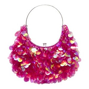 Evening Bag - 12 PCS - Sequined & Beaded w/ Frame - Fuchsia - BG-8019FS